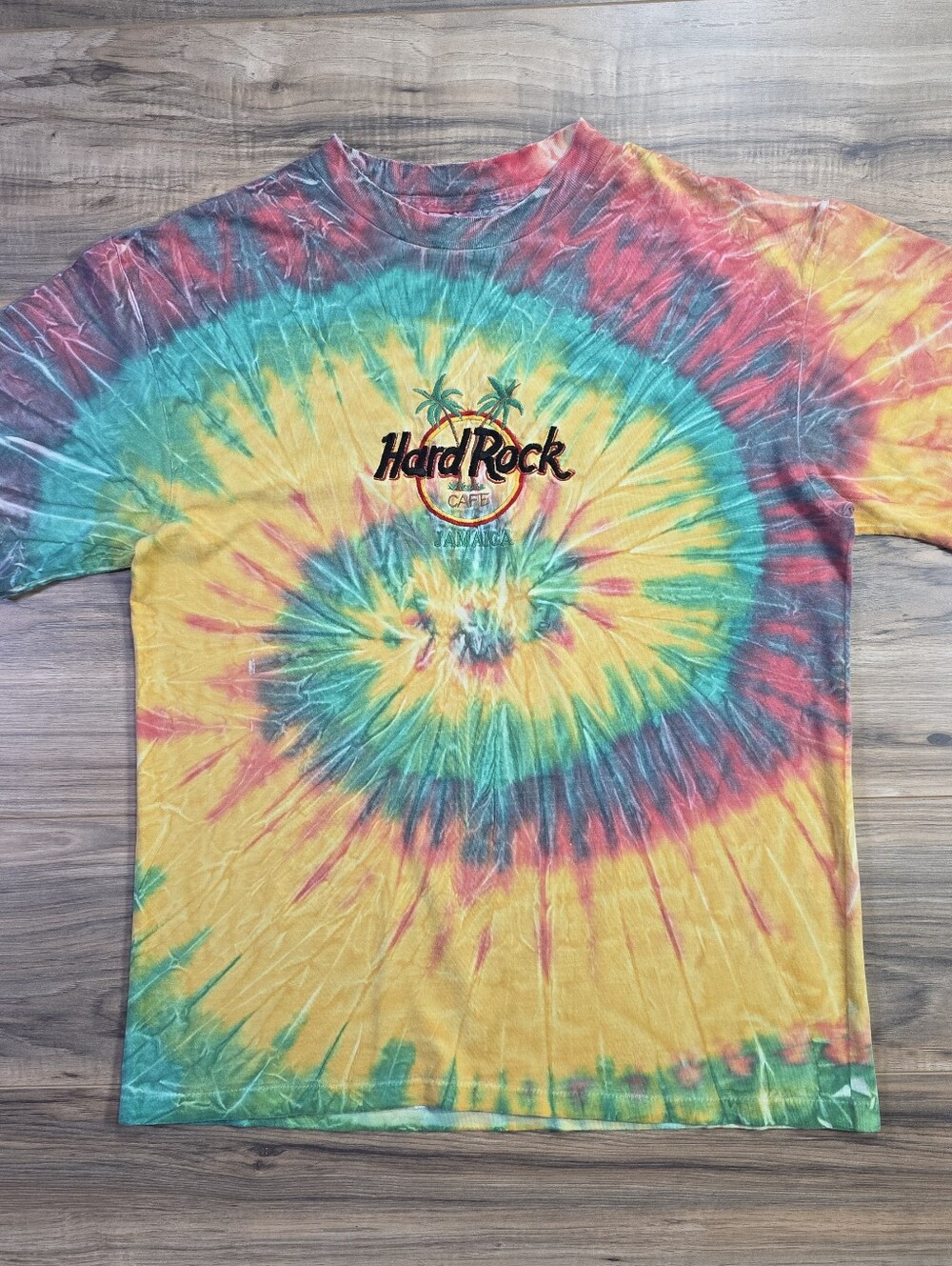 Vintage 90s Hard Rock Cafe Jamaica Tie Dye Single Stitch Shirt Large